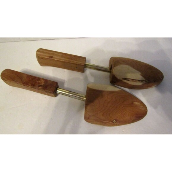 Vintage Mens Wooden Shoe Trees Forms Bostonian 2 Pair Stretchers Horn M - Picture 5 of 6